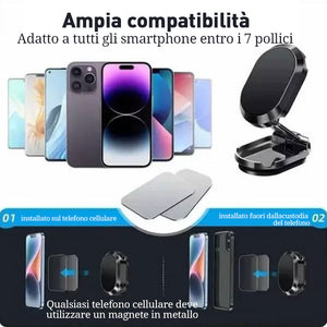 Supporto magnetico per telefono da auto pieghevole in lega