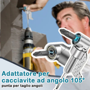 Adattatore per cacciavite angolare a 105°, punta da trapano, coltello angolare