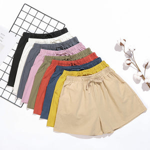 Pantaloncini estivi da donna in cotone e lino