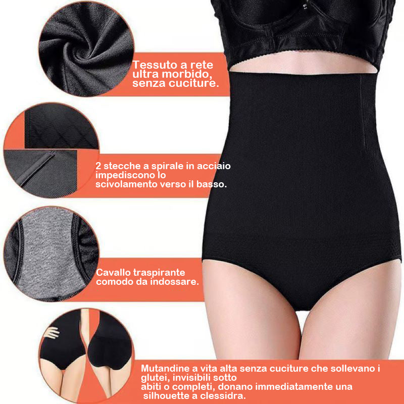 Mutandine Modellanti A Vita Alta In Pizzo | Slip Modellanti Pancia | Biancheria Intima Traspirante Nera - 2