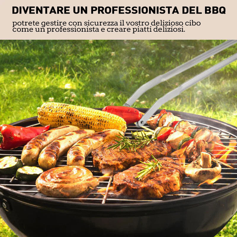 Pinza Per Arrosto Pinza Girevole Per Salsicce Da Barbecue - In Acciaio Inox, Ruote A 360°, Manico Antiscivolo, 39 Cm Pinza Barbecue 360 Gradi