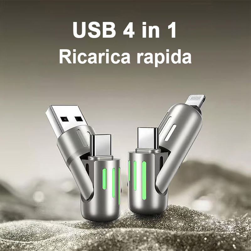Cavo Multi USB 4 In 1 Lungo 1,8 Metri: Ricarica Veloce Per Tutti I Dispositivi