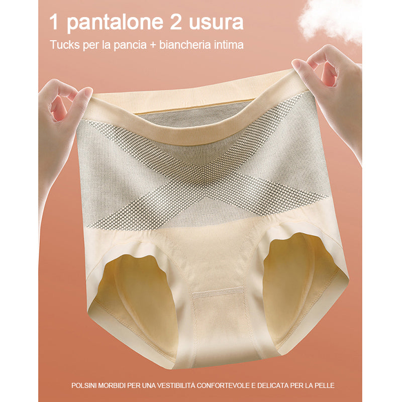MIOTAN Set 4 Slip Donna Vita Alta, Morbidi E Traspiranti, Copertura Totale, Taglie S-XXL