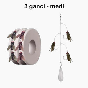 Set per la pesca a mosca artificiale con ami multipli
