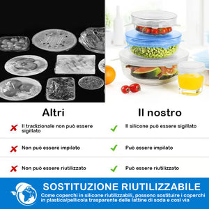 Coperchio elastico riutilizzabile in silicone per alimenti