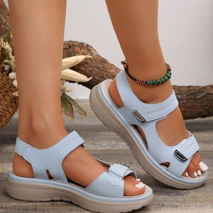Sandali con zeppa da donna con cinturino in velcro