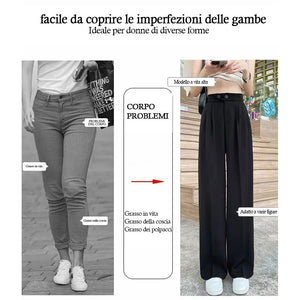 Pantaloni larghi a vita alta versatili e dalla vestibilità slim