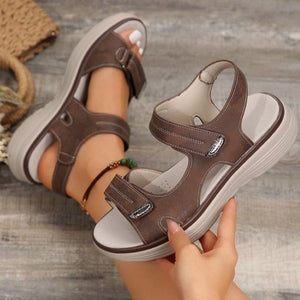 Sandali con zeppa da donna con cinturino in velcro