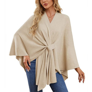 🔥Elegante maglione poncho con scialle e apertura frontale