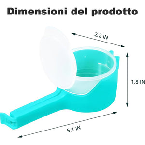 Clip per sigillare sacchetti di cibo con beccuccio versatore