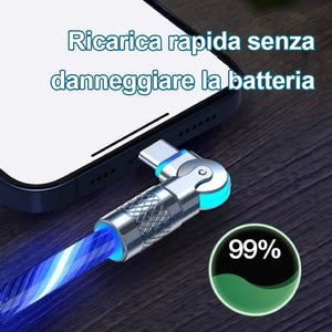 Cavo di ricarica rapida rotante a 540° con luci