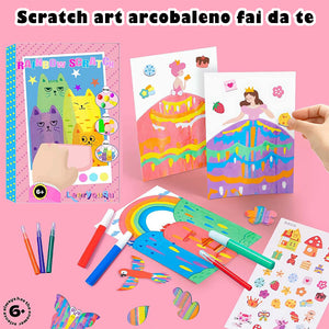 Set di cartoline creative Rainbow Scratch Art per bambini