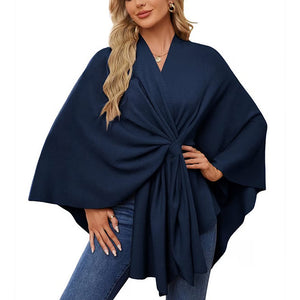 🔥Elegante maglione poncho con scialle e apertura frontale