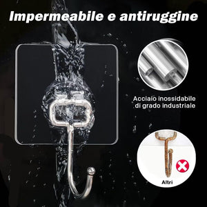 Ganci adesivi da parete resistenti - Montaggio senza chiodi per cucina, bagno e ufficio!
