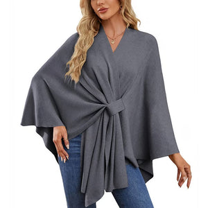 🔥Elegante maglione poncho con scialle e apertura frontale
