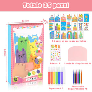 Set di cartoline creative Rainbow Scratch Art per bambini