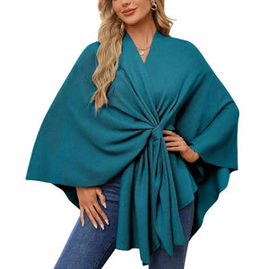 🔥Elegante maglione poncho con scialle e apertura frontale