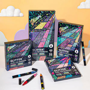 Penna a doppia punta con glitter fini