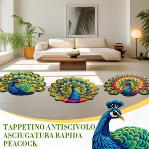 🦚 Tappetino antiscivolo a forma di pavone ad asciugatura rapida
