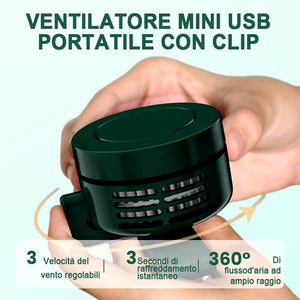 Mini ventilatore portatile con clip USB