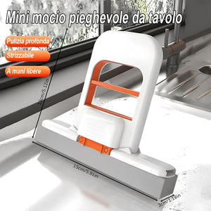 🧼Mini mocio pieghevole da tavolo – Mocio bagnato e asciutto