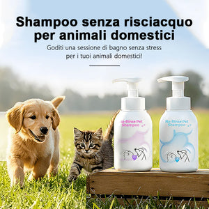 Shampoo schiumogeno senza risciacquo per animali domestici