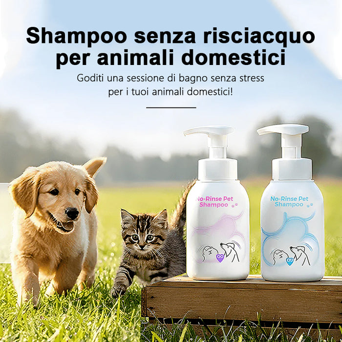 Shampoo schiumogeno senza risciacquo per animali domestici