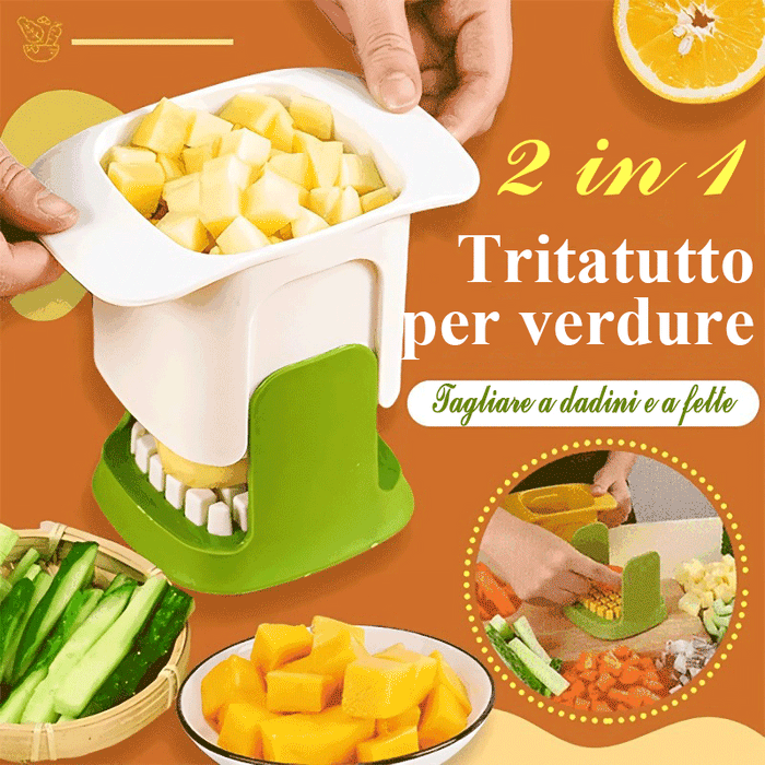 🎁Tritaverdure 2 in 1 per tagliare a cubetti e grattugiare