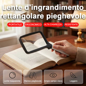 Lente d'ingrandimento rettangolare portatile con luce LED