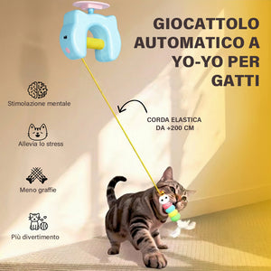 Giocattolo per gatti con corda elastica per l'autointrattenimento