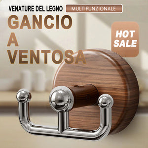 Gancio multifunzionale con ventosa effetto legno