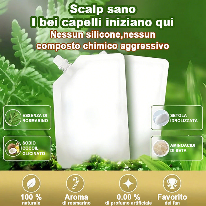 Shampoo liscio e brillante al rosmarino - Formula senza solfati per tutti i tipi di capelli
