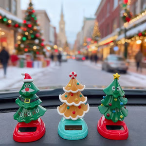 Decorazioni per auto a forma di albero di Natale danzante alimentate ad energia solare