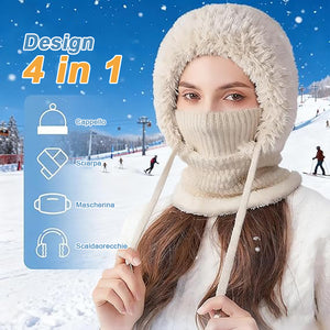 Cappello lavorato a maglia 3 in 1 da donna