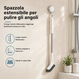 Spazzola multifunzionale per la pulizia delle fessure del pavimento con asta telescopica