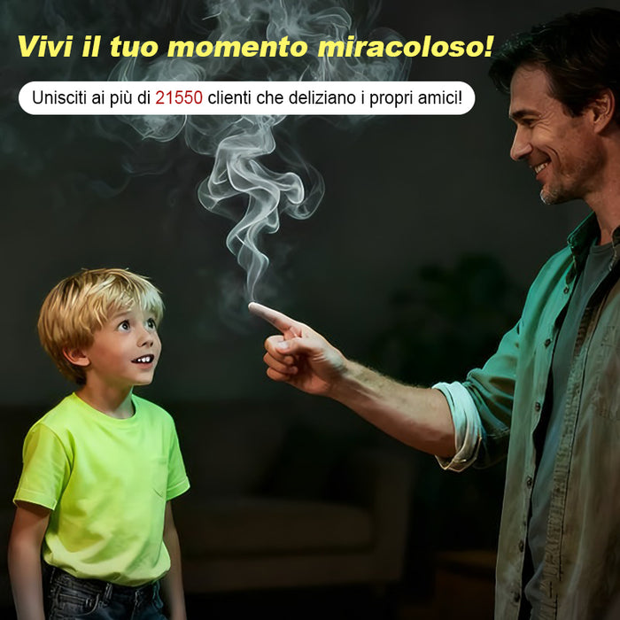 Misteriosi oggetti di scena magici con il fumo delle dita