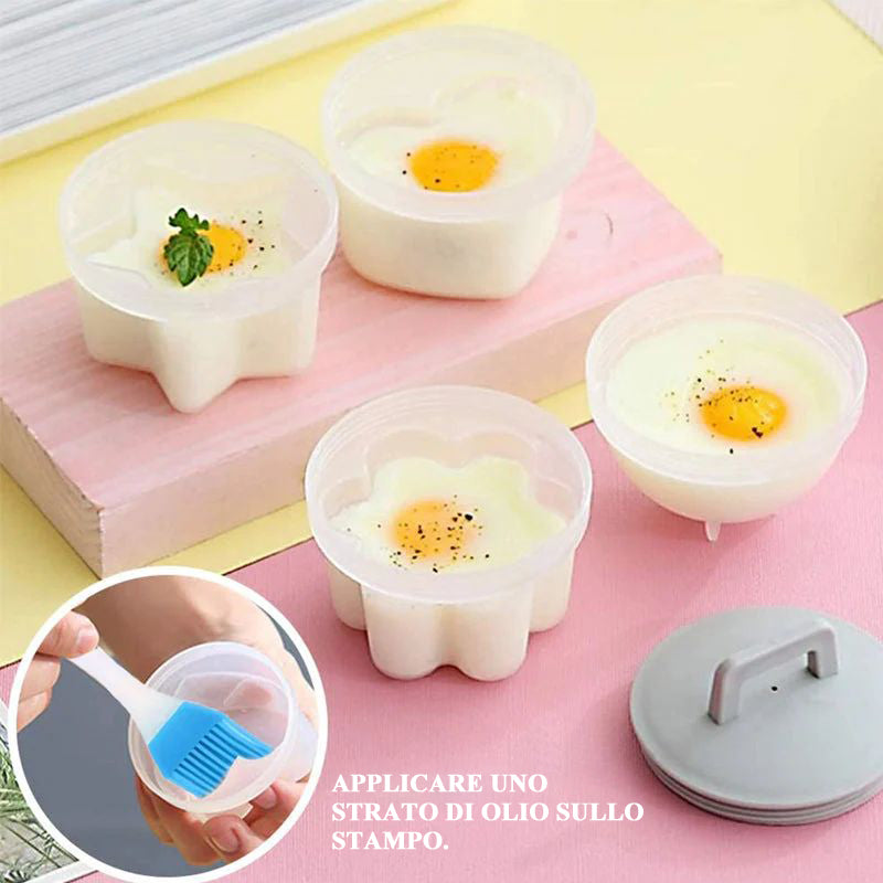4 Anelli Per Uova Antiaderenti In Acciaio | Per Uova In Camicia, Pancake, Frittate | Con 2 Pennelli | Facili Da Pulire - Foto 11