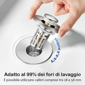 Tappo per lavandino pop-up 2 in 1 per il bagno