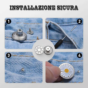 Set di bottoni per jeans staccabili senza cuciture