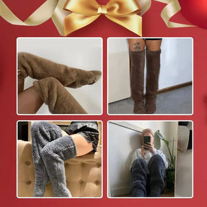 💕Calzini al ginocchio in pile vellutato per Natale❄️🎅