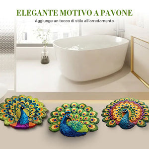 🦚 Tappetino antiscivolo a forma di pavone ad asciugatura rapida