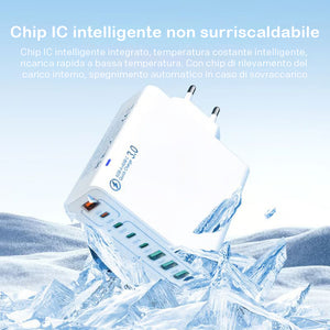 Caricabatterie rapido USB impermeabile 8 in 1