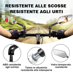 Specchietto retrovisore girevole e regolabile a 360° per bicicletta