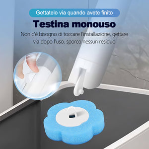 Spazzolino per WC monouso con testina in spugna
