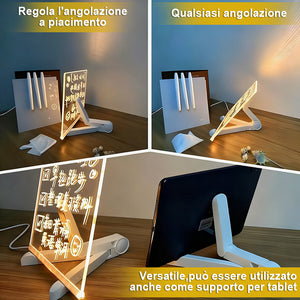 Set di lavagna da disegno trasparente luminosa cancellabile fai da te