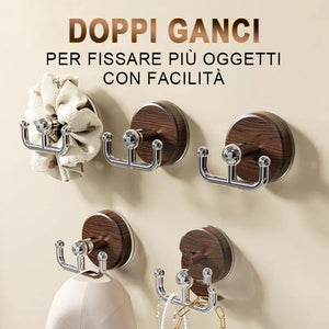 Gancio multifunzionale con ventosa effetto legno