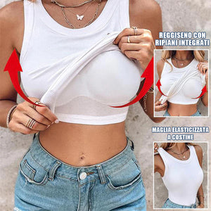 ✨Canotta a coste da donna con reggiseno a balconcino