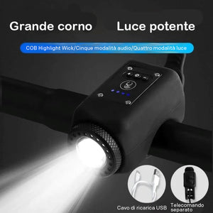 Luce e clacson per bicicletta 2 in 1