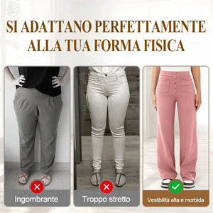 Pantaloni elasticizzati casual a vita alta da donna