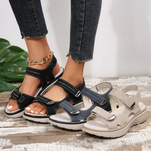 Sandali con zeppa da donna con cinturino in velcro